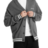 Cardigan varsity logo ricamato grigio