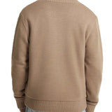 Maglione con zip e logo in misto lana beige