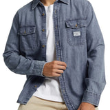 Camicia jeans regular a manica lunga denim medio