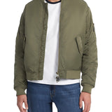 Giubbino bomber con zip in nylon verde