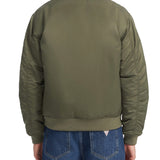 Giubbino bomber con zip in nylon verde