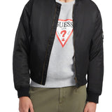 Giubbino bomber con zip in nylon nero