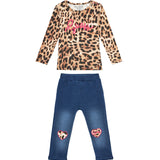 Completo maglia fantasia leopard e jeggins ricamo