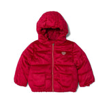 Piumino zip con cappuccio in nylon rosso