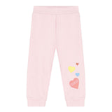 Set tuta felpa zip stampa cuori multicolor allover e jogger neonata rosa