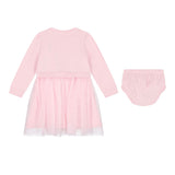 Completo due pezzi neonata abito con tulle e culotte rosa