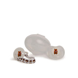 Set tre pezzi (ciuccio+holder+clip) beige animal print