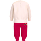 Set tuta felpa con patch teddy e jogger bianco/fucsia