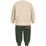 Set tuta felpa con patch teddy e jogger bianco/verde