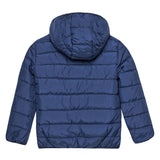 Piumino zip con cappuccio in nylon blu