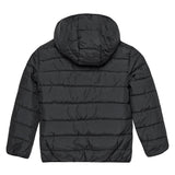 Piumino zip con cappuccio in nylon nero