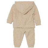 Completo neonata 3 pz felpa pantalone e body beige