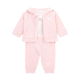 Completo neonata 3 pz felpa pantalone e body rosa