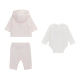 Completo neonato 3 pz felpa pantalone e body rosa