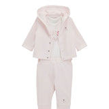 Completo neonato 3 pz felpa pantalone e body rosa