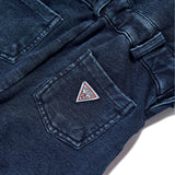 Salopette in denim scuro con logo ricamato