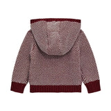 Cardigan lavorato in maglia con cappuccio bordeaux