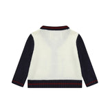 Cardigan in maglia con tasche orsetto bianco