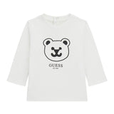 T-shirt manica lunga stampa teddy bianco