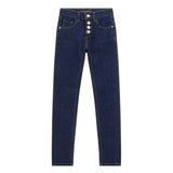 Jeans alta vita skinny stretch denim scuro