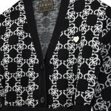 Cardigan lungo jacquard con cintura logo 4G nero