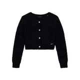 Cardigan corto in maglia fluffy nero