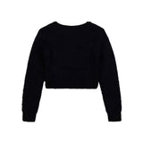 Cardigan corto in maglia fluffy nero