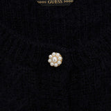 Cardigan corto in maglia fluffy nero