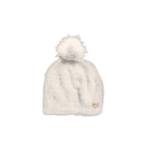 Cappello sweater con pon pon e logo crema