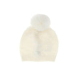 Cappello sweater con pon pon e logo crema