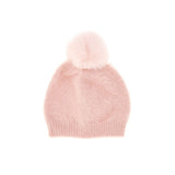 Cappello sweater con pon pon e logo rosa