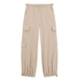 Pantalone jogging cargo logo cuore beige