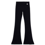 Leggings Flare Ribs a costine con spacco frontale nero