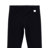 Leggings Flare Ribs a costine con spacco frontale nero