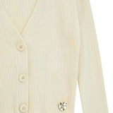 Cardigan con bottoni costine bianco