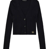 Cardigan con bottoni costine nero