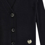 Cardigan con bottoni costine nero