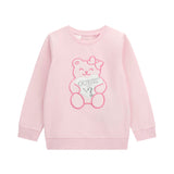 Felpa girocollo con patch teddy rosa