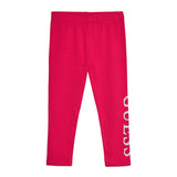 Pantalone leggings in jersey con logo laterale glitter fucsia