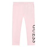 Pantalone leggings in jersey con logo laterale glitter rosa