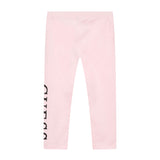 Pantalone leggings in jersey con logo laterale glitter rosa