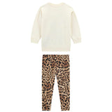 Completo maglia e leggins fantasia leopard crema