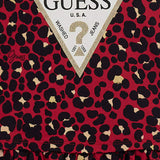 T-shirt a maniche lunghe Guess con stampa animalier e balza bordeaux