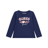 T-shirt a maniche lunghe con inserto Love blu