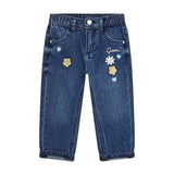 Jeans con patch ricamat in blu scuro