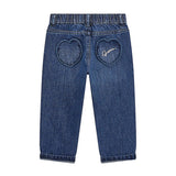 Jeans con patch ricamat in blu scuro