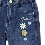 Jeans con patch ricamat in blu scuro