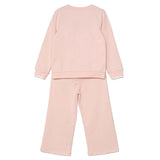 Set tuta felpa girocollo con patch orsetto e pantalone wide leg rosa