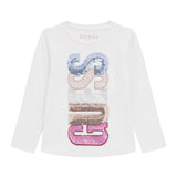 T-shirt manica lunga con scritta patch bianco