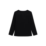 T-shirt manica lunga con scritta patch nero